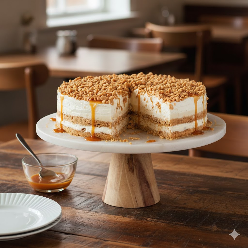 Caramel sponge cake & ice cream